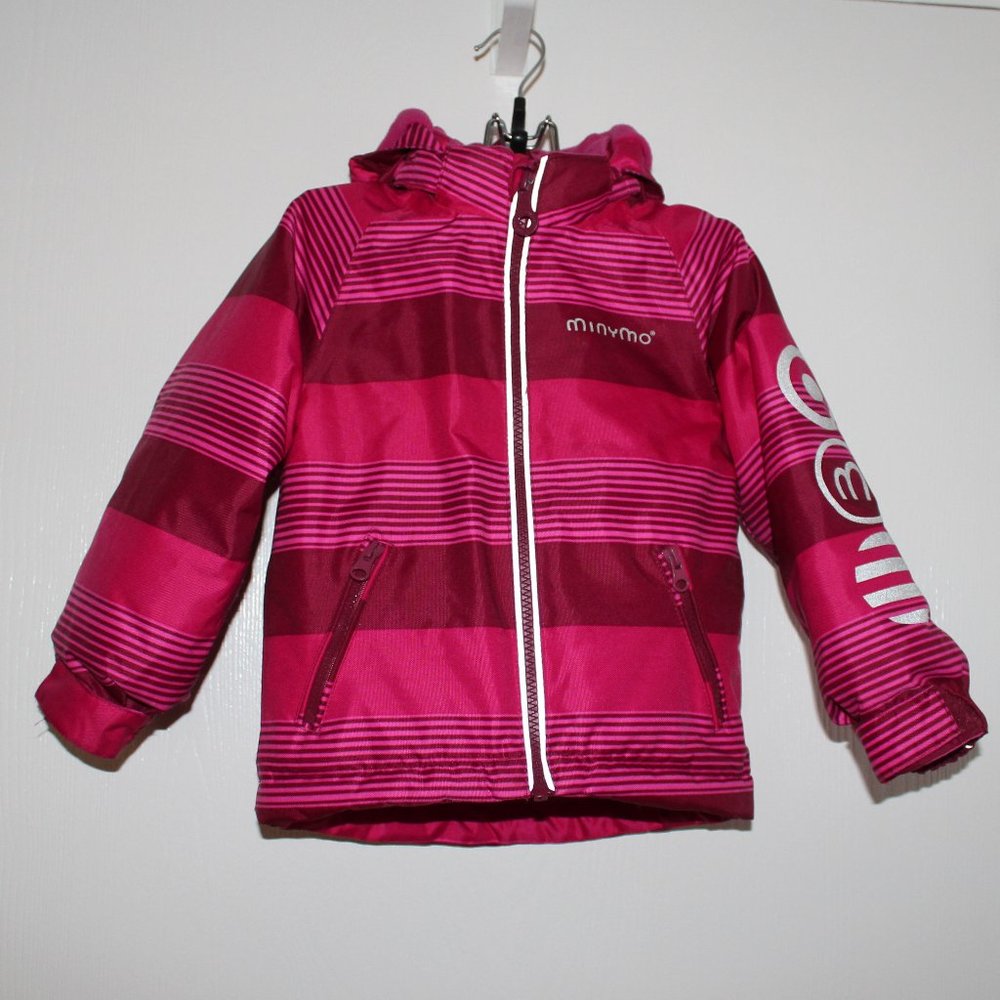 MINYMO Girls 2T Pink Striped Ski Snow Jacket Coat